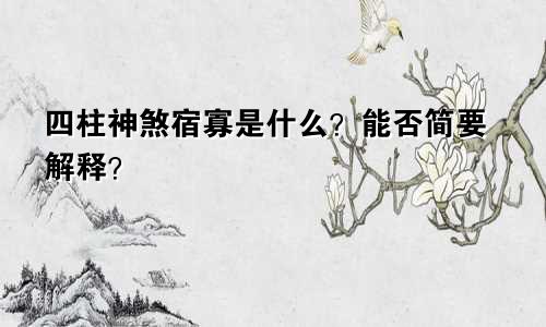 四柱神煞宿寡是什么？能否简要解释？