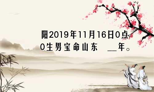 阳2019年11月16日0点0生男宝命山东〇__年。