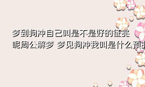 梦到狗冲自己叫是不是好的征兆呢周公解梦 梦见狗冲我叫是什么预兆