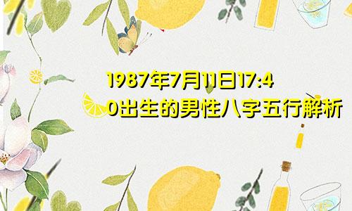 1987年7月11日17:40出生的男性八字五行解析