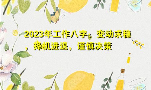 2023年工作八字：变动求稳，择机进退，谨慎决策