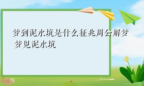 梦到泥水坑是什么征兆周公解梦 梦见泥水坑