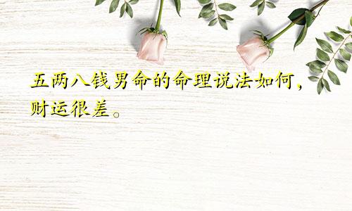 五两八钱男命的命理说法如何，财运很差。