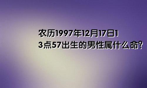 农历1997年12月17日13点57出生的男性属什么命？[改写并