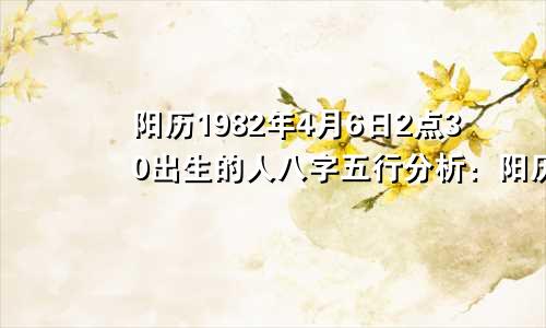 阳历1982年4月6日2点30出生的人八字五行分析：阳历1982年4