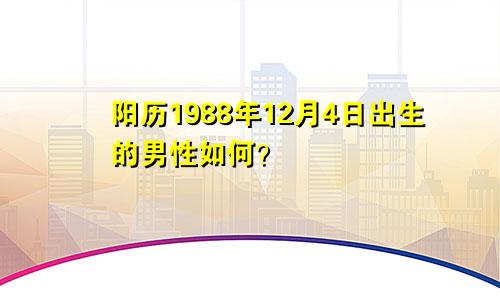 阳历1988年12月4日出生的男性如何？