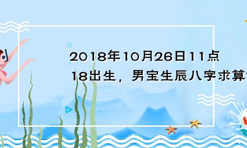 2018年10月26日11点18出生，男宝生辰八字求算命。