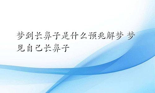 梦到长鼻子是什么预兆解梦 梦见自己长鼻子