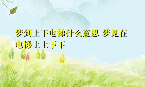 梦到上下电梯什么意思 梦见在电梯上上下下