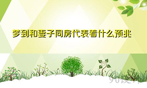 梦到和妻子同房代表着什么预兆 