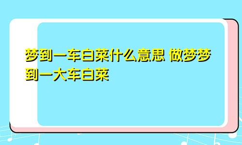 梦到一车白菜什么意思 做梦梦到一大车白菜