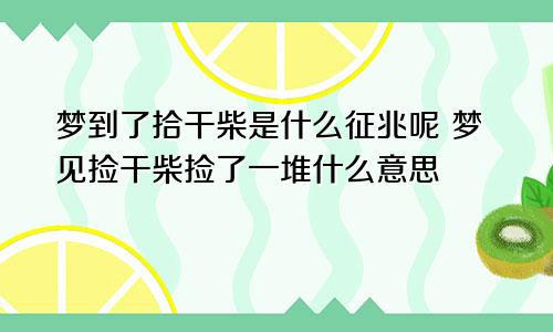 梦到了拾干柴是什么征兆呢 梦见捡干柴捡了一堆什么意思