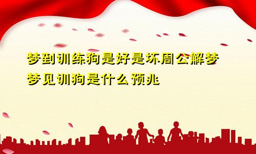 梦到训练狗是好是坏周公解梦 梦见训狗是什么预兆