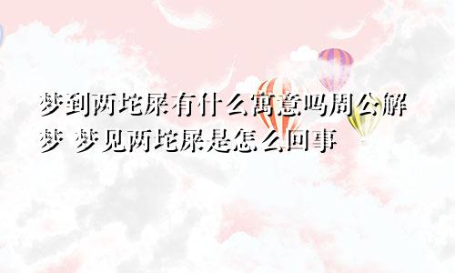 梦到两坨屎有什么寓意吗周公解梦 梦见两坨屎是怎么回事