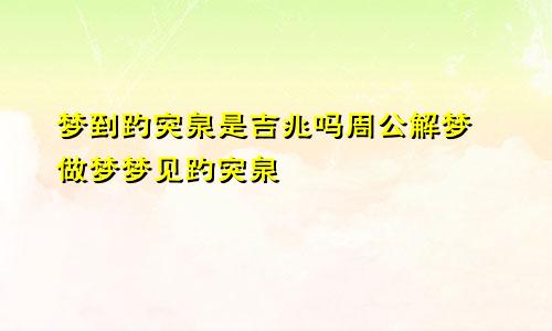 梦到趵突泉是吉兆吗周公解梦 做梦梦见趵突泉