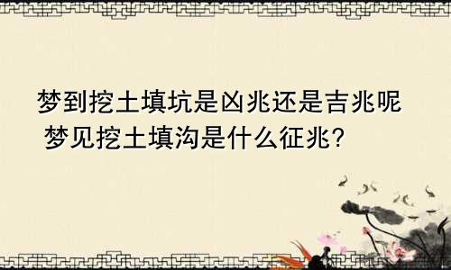 梦到挖土填坑是凶兆还是吉兆呢 梦见挖土填沟是什么征兆?