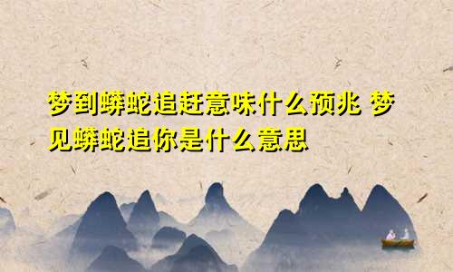 梦到蟒蛇追赶意味什么预兆 梦见蟒蛇追你是什么意思